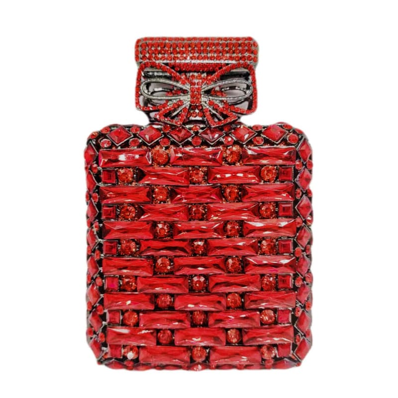 Rhinestone Bag Perfume Bottle Shape with Crystal red