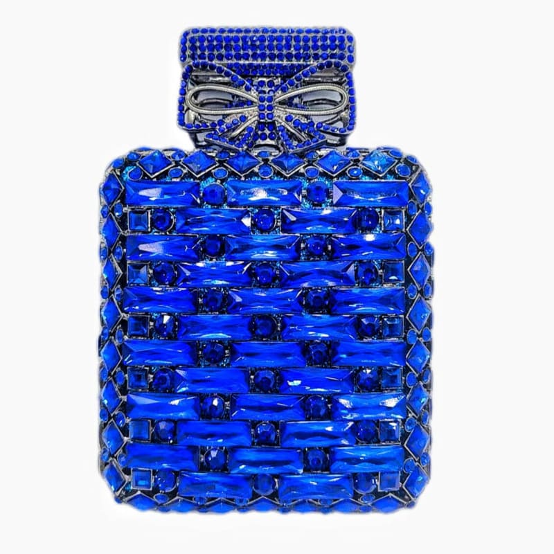 Rhinestone Bag Perfume Bottle Shape with Crystal royal blue