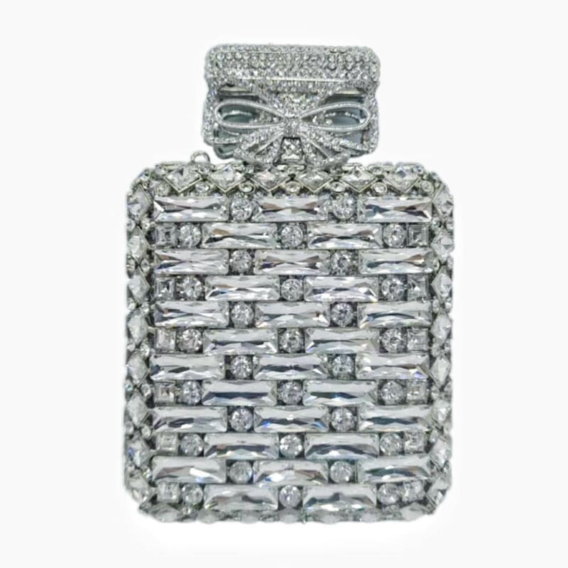 Rhinestone Bag Perfume Bottle Shape with Crystal silver