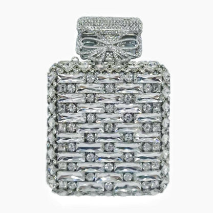 Rhinestone Bag Perfume Bottle Shape with Crystal silver