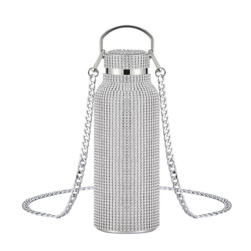 Rhinestone Encrusted Vacuum Flask High Capacity Steel