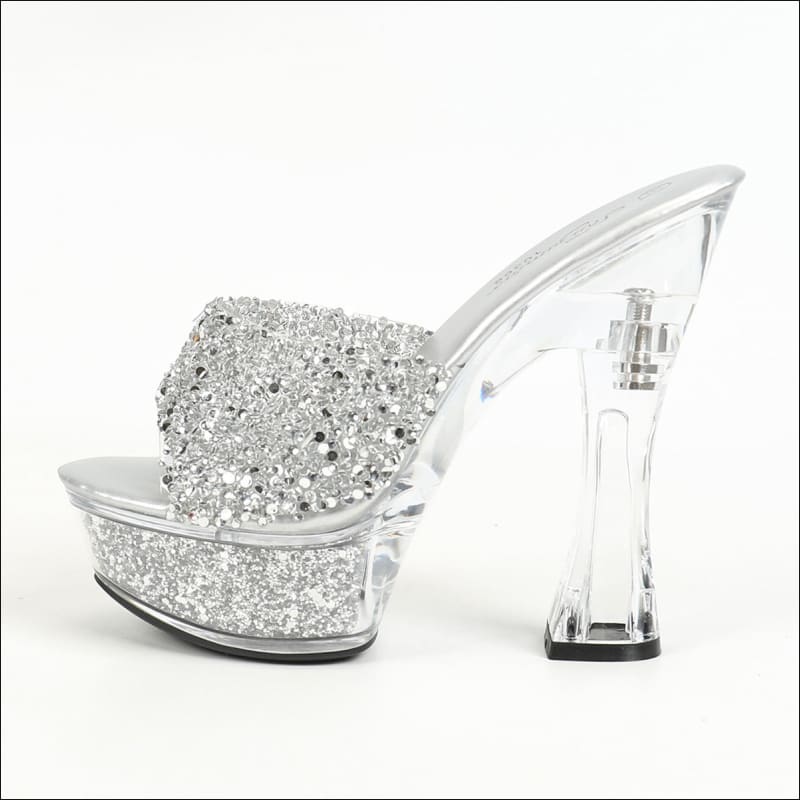 Rhinestone High Heel Glass Slipper Sandals for Women