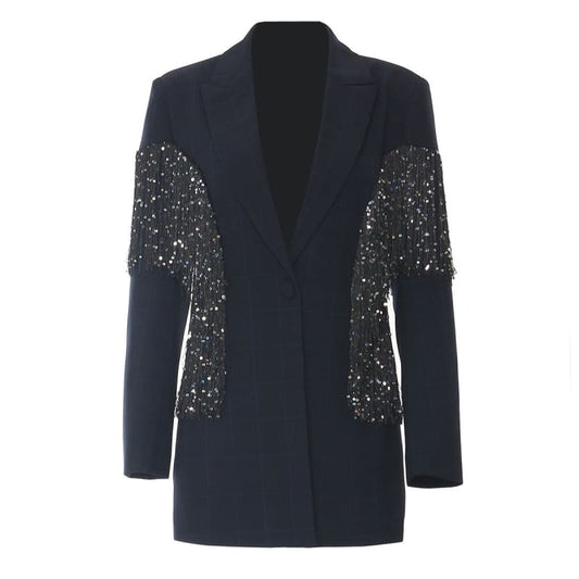 Rhinestone Tasseled Personalized Banquet Ball Jacket dark