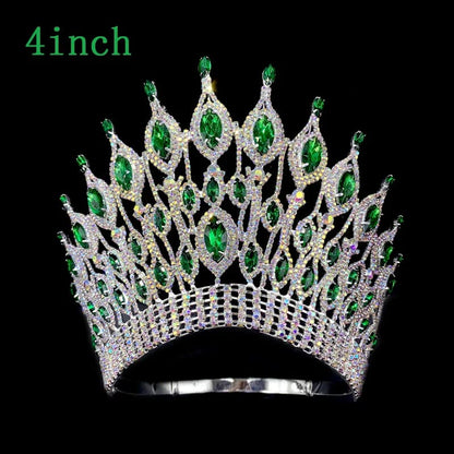 Rhinestone Wedding Crown Tiara Hair Jewellery 4 inch -green