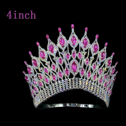 Rhinestone Wedding Crown Tiara Hair Jewellery 4 inch -pink