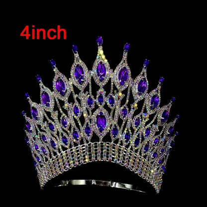 Rhinestone Wedding Crown Tiara Hair Jewellery 4 inch -purple