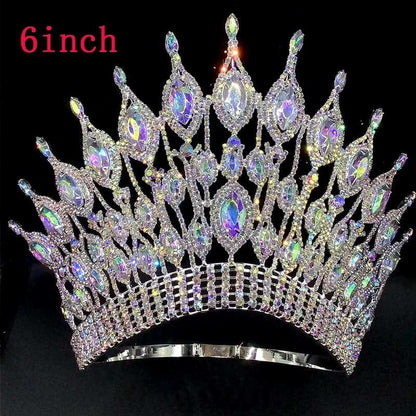 Rhinestone Wedding Crown Tiara Hair Jewellery 6 inch -AB