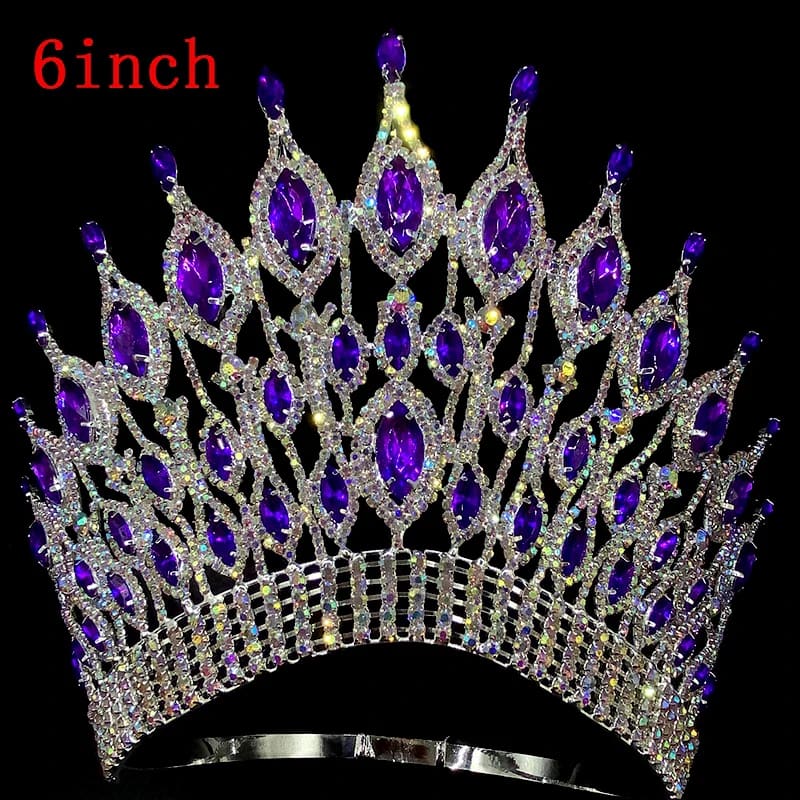 Rhinestone Wedding Crown Tiara Hair Jewellery 6 inch -purple