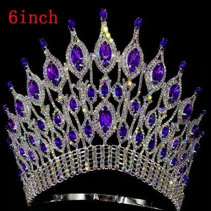 Rhinestone Wedding Crown Tiara Hair Jewellery 6 inch -purple