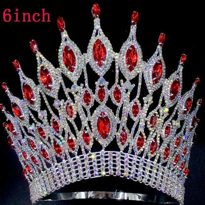 Rhinestone Wedding Crown Tiara Hair Jewellery 6 inch -red