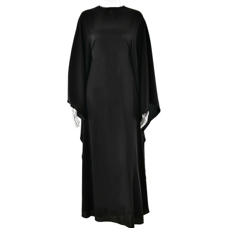 Loose Fitting Dress with Satin Bat Sleeve Style black