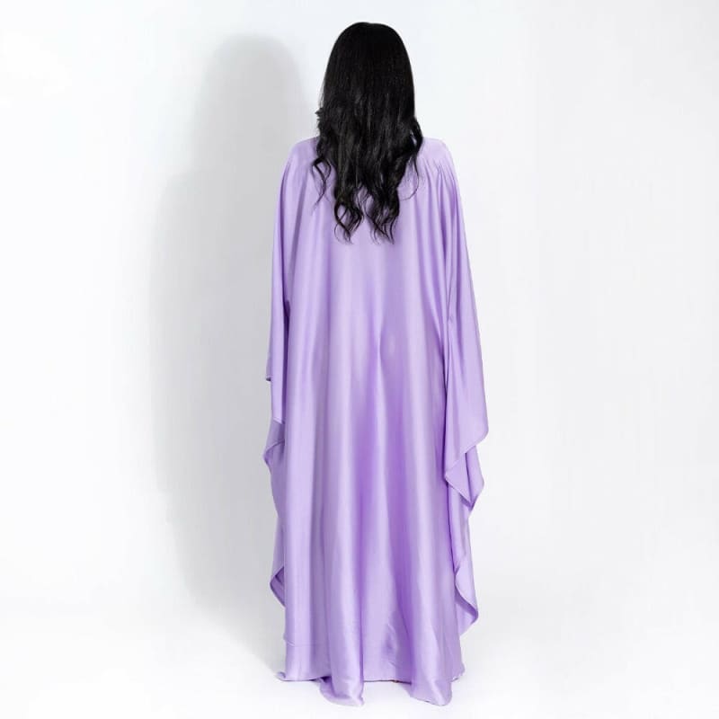 Loose Fitting Dress with Satin Bat Sleeve Style