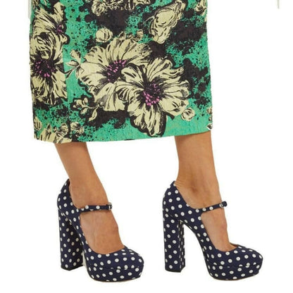 Polka Dot Mary Jane High Heel Plus Size Shoes