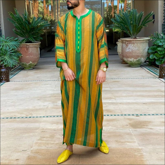 Saudi Arabian Ethnic Style Loose Striped Robe