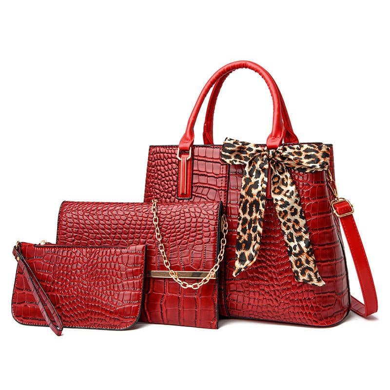 Set of 3 Large Capacity Crocodile Pattern Bags