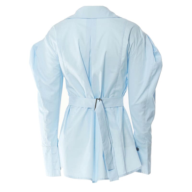 Shirt Waist Cinching Slimming Mid Length Jacket for Women