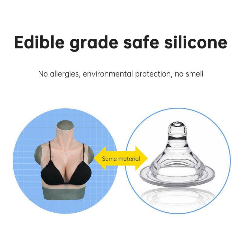 Comparison between a silicone bra insert and a baby bottle nipple made of the same material.