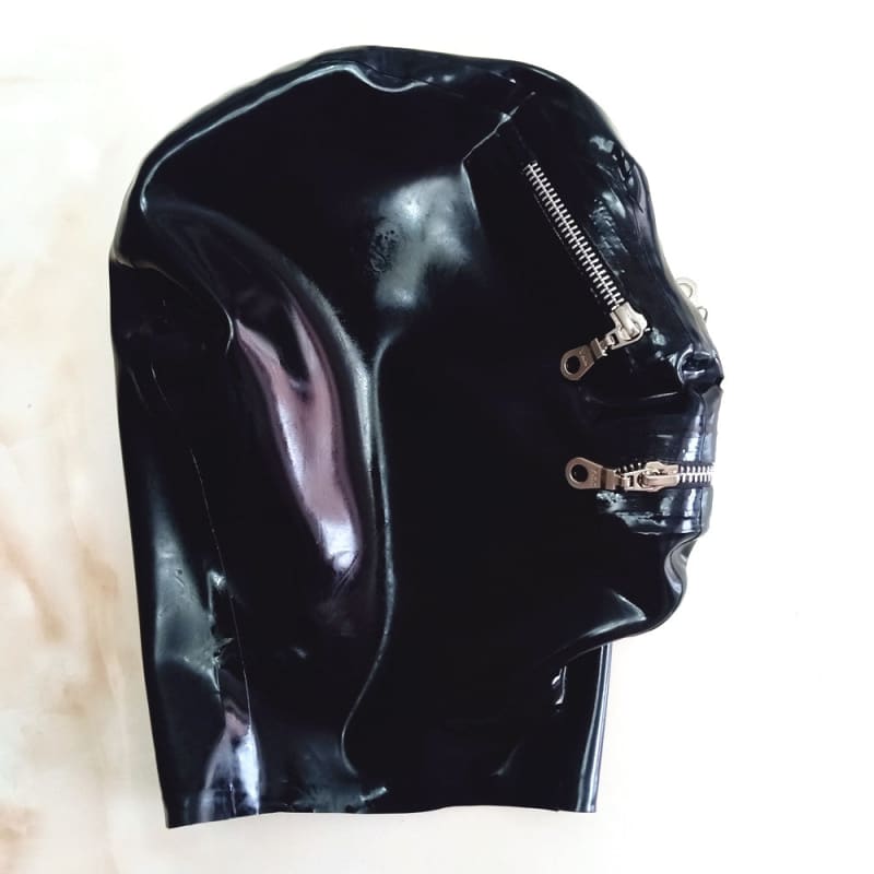 Skin Tight Latex Mask Head Cover with Eye Zips