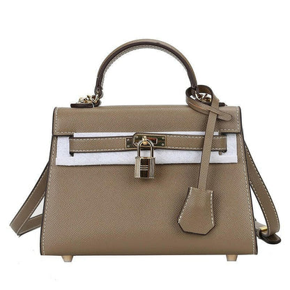 Small Padlock Palm Pattern Handbag for Women Grey