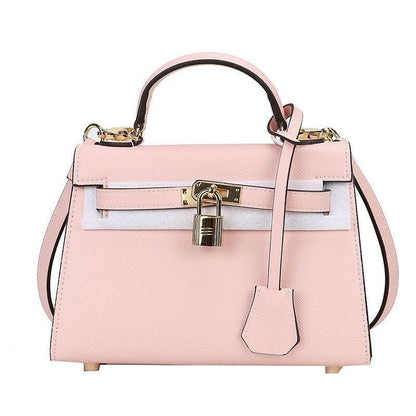 Small Padlock Palm Pattern Handbag for Women Milk shake