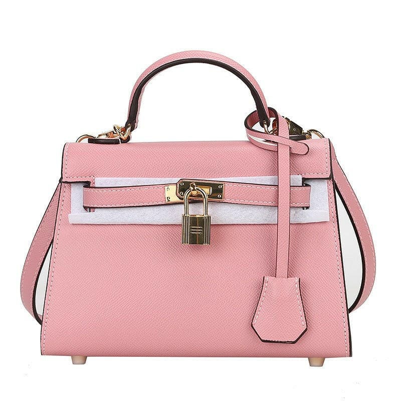 Small Padlock Palm Pattern Handbag for Women Pink