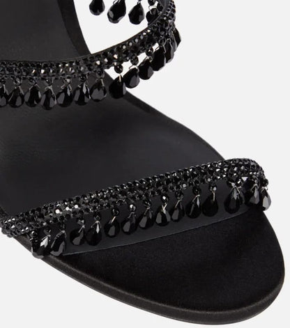 Snake Wrapped Rhinestone Tassel Open Toe Sandals