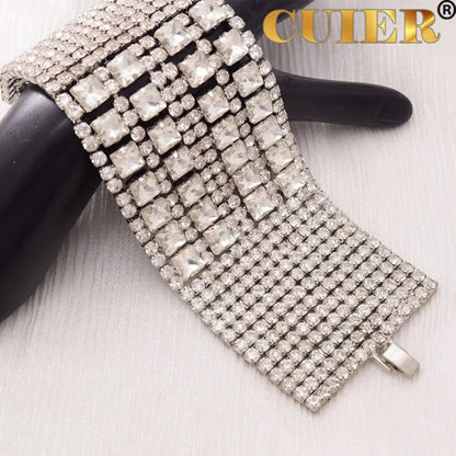 Square Bracelet for Drag Queen with Rhinestone Crystal