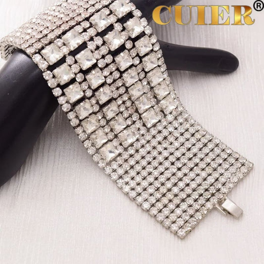 Square Bracelet for Drag Queen with Rhinestone Crystal