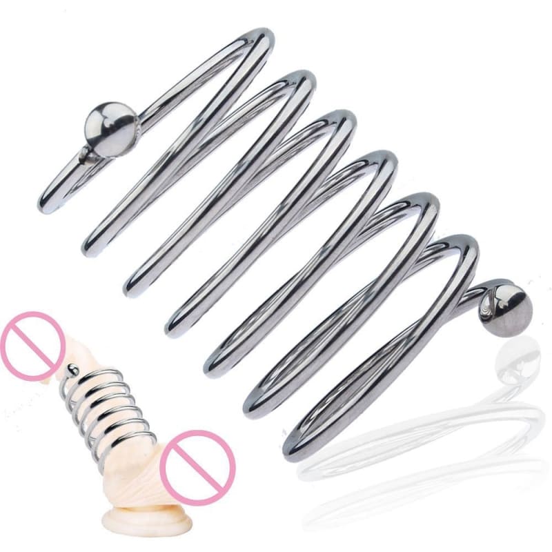 Stainless Steel Spiral Cock Ring Cock Cage In Various Sizes