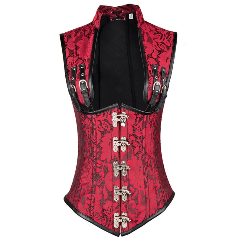 Steampunk Corset With Collar And Latch Fastening - Pleasures and Sins   Pleasures and Sins