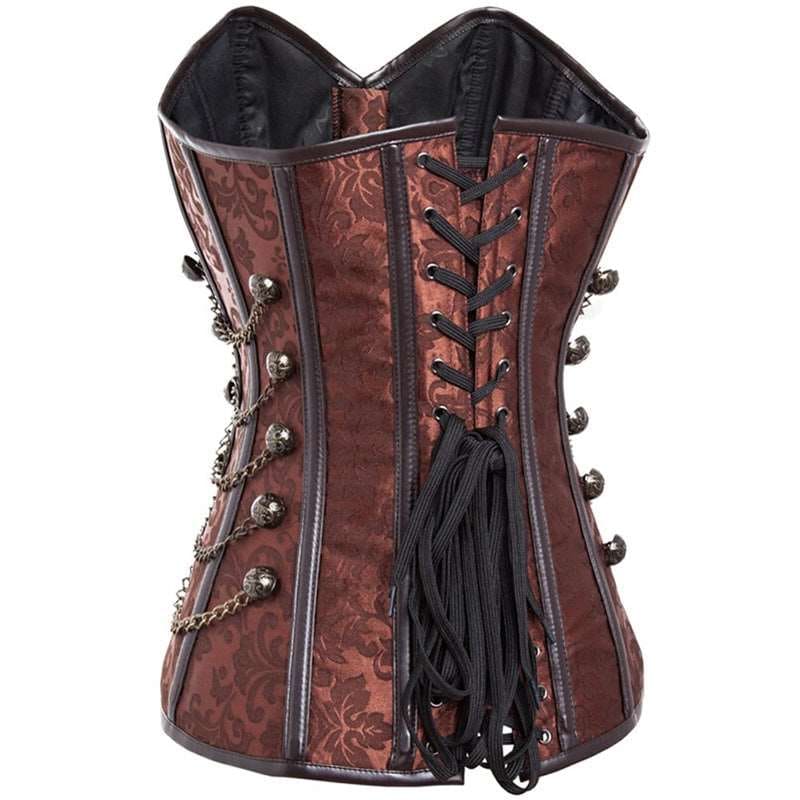 Steampunk Retro Steel Bone Corset With Latch And Chain Detail - Pleasures and Sins   Pleasures and Sins