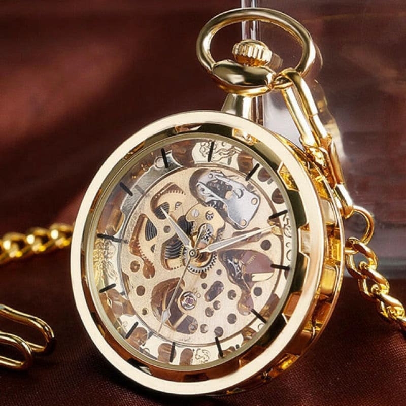 Steampunk Skeleton Mechanical Fob Pocket Watch