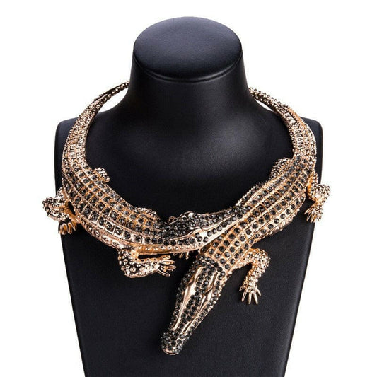 Crystal Crocodile Collar Necklace Women Trendy Piece C