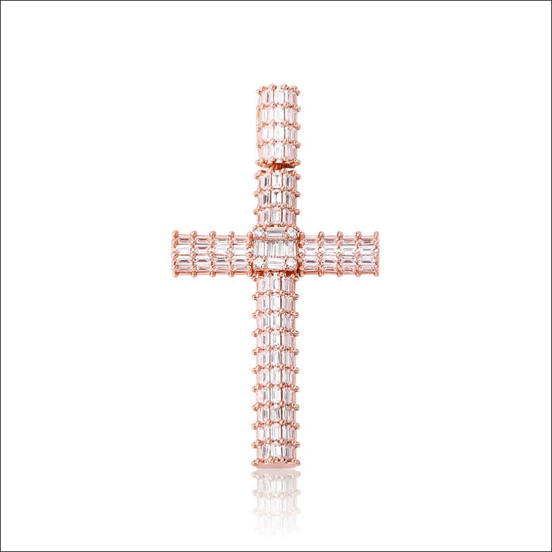 Stylish Cross Pendant Necklace for Hip-hop Vibes Rose Gold