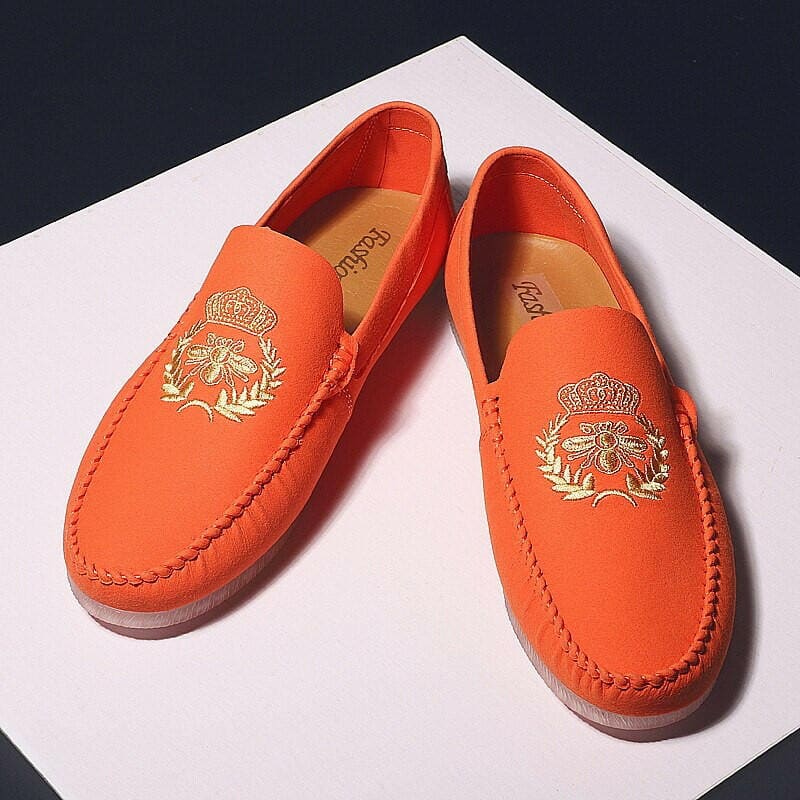 Summer Shoes Mens Casual Soft Bottom Driving Shoes Orange