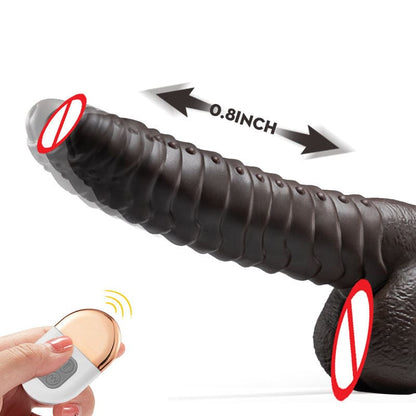 Telescopic Swingsuction Dildo Heating Court Vibrator Brown