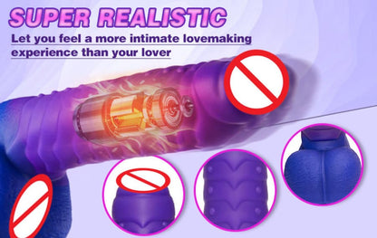 Telescopic Swingsuction Dildo Heating Court Vibrator