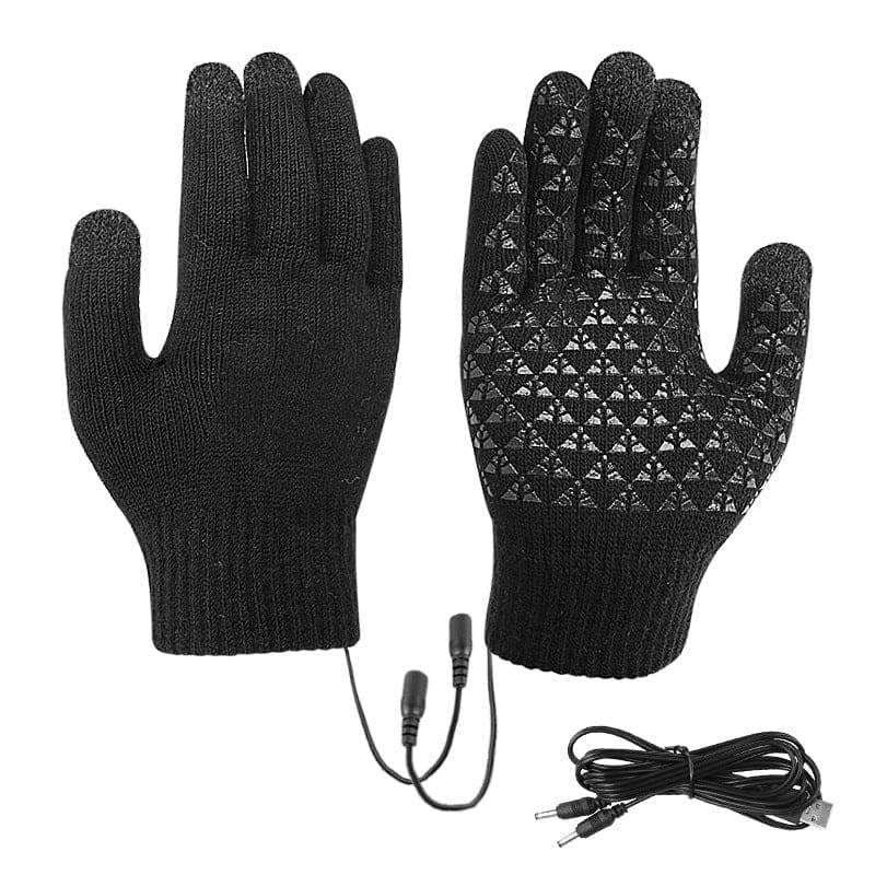 Thick heated electric gloves USB heated knitted warm gloves