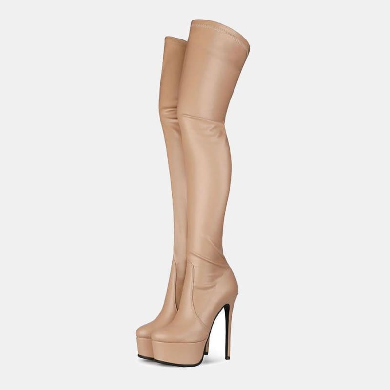 Thigh High Full Leg Ultra High Platform Stiletto Heel Boots In Many Colours - Pleasures and Sins