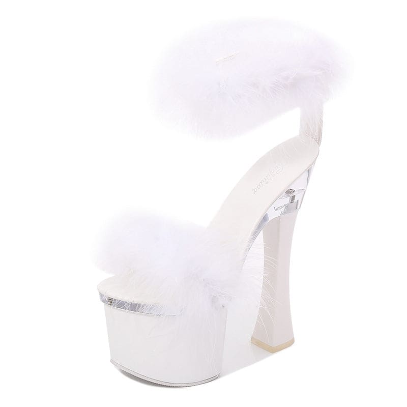 Transparent Super High 17cm Thick Heel Summer Waterproof Platform Sexy Fairy Sandals - Pleasures and Sins