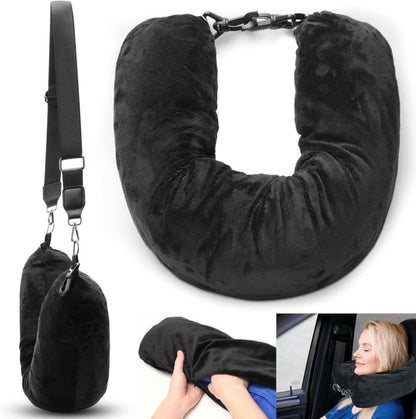 Travel Pillow Filled with Clothes Travel Hack Solution black