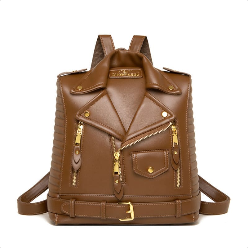 Trendy Collar Backpack in Shirt Shaped Style Light Brown