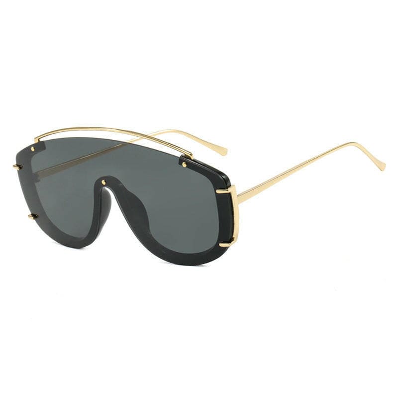 Trendy Large Frame Sunglasses with Metallic Design