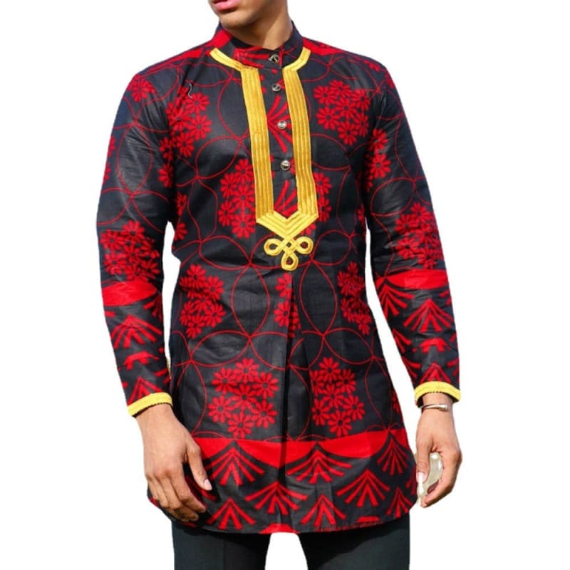 Trendy Long Printed Shirt in African Ethnic Style