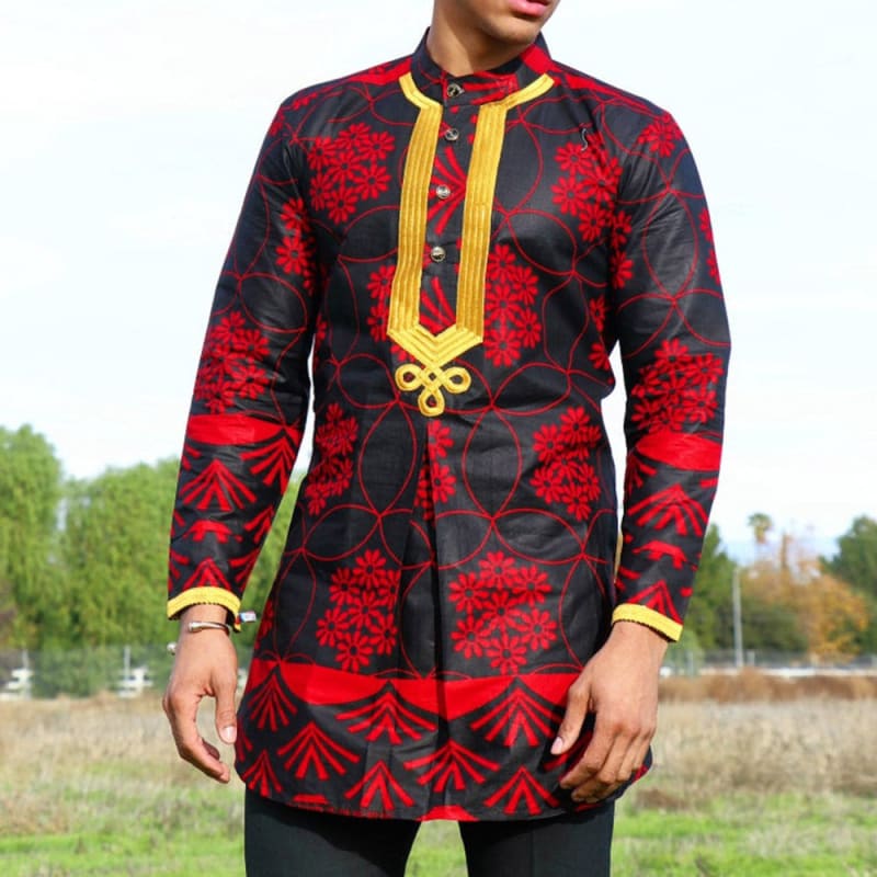 Trendy Long Printed Shirt in African Ethnic Style