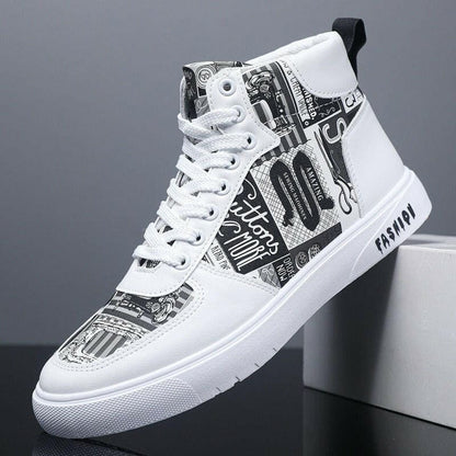 Trendy Mens Graffiti High Top Casual Sports Shoes