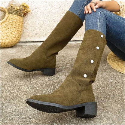 Trendy Unique Faux Suede Mid-calf Boots for Style Green / 35