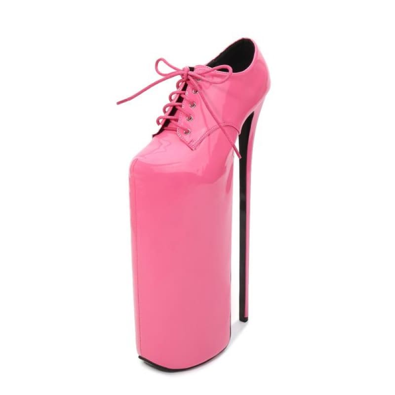 Ultra High Platform Lace Up Stiletto Heels Pink / 5.5