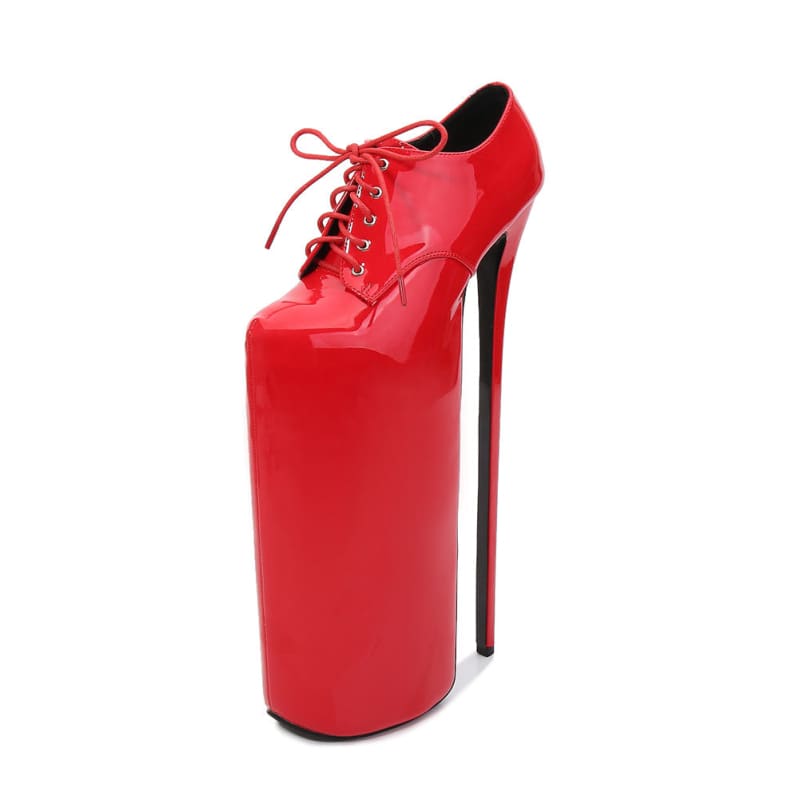 Ultra High Platform Lace Up Stiletto Heels Red / 5.5