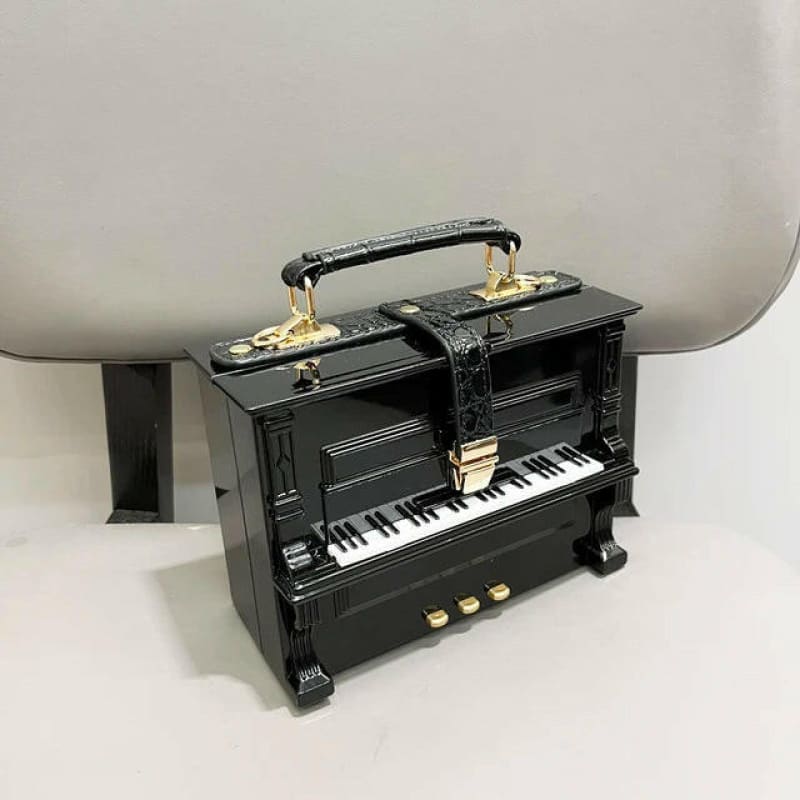 Unique Luxury Piano Shape Crossbody Shoulder Bag Black